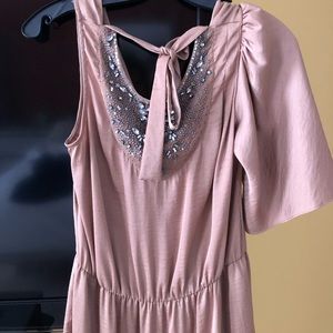 BCBGmaxazria one sleeve beige dress small